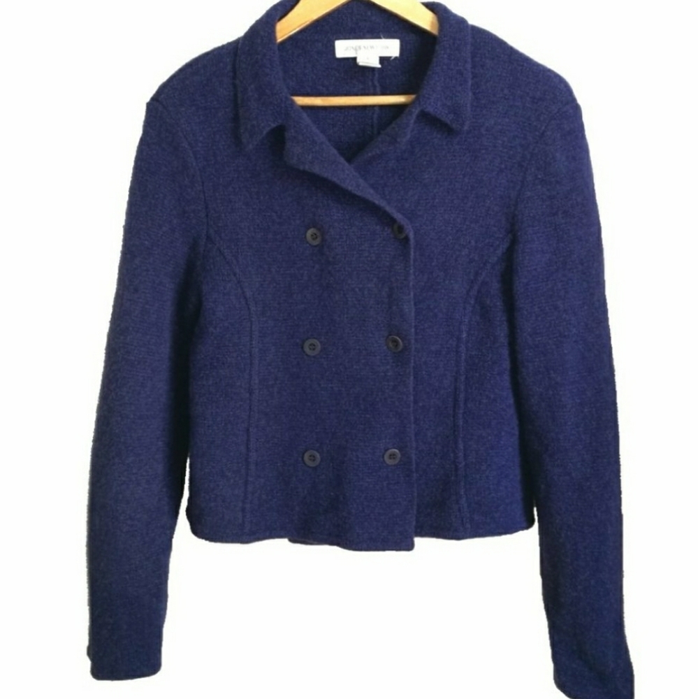 VINTAGE Blue Wool Knit Cardigan, size Small
